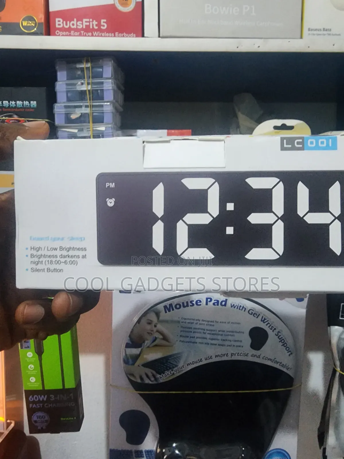 Led Digital Alarm Clock With Large Display, Adjustable Brightness