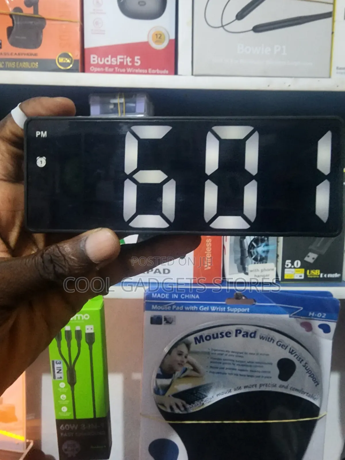 Led Digital Alarm Clock With Large Display, Adjustable Brightness