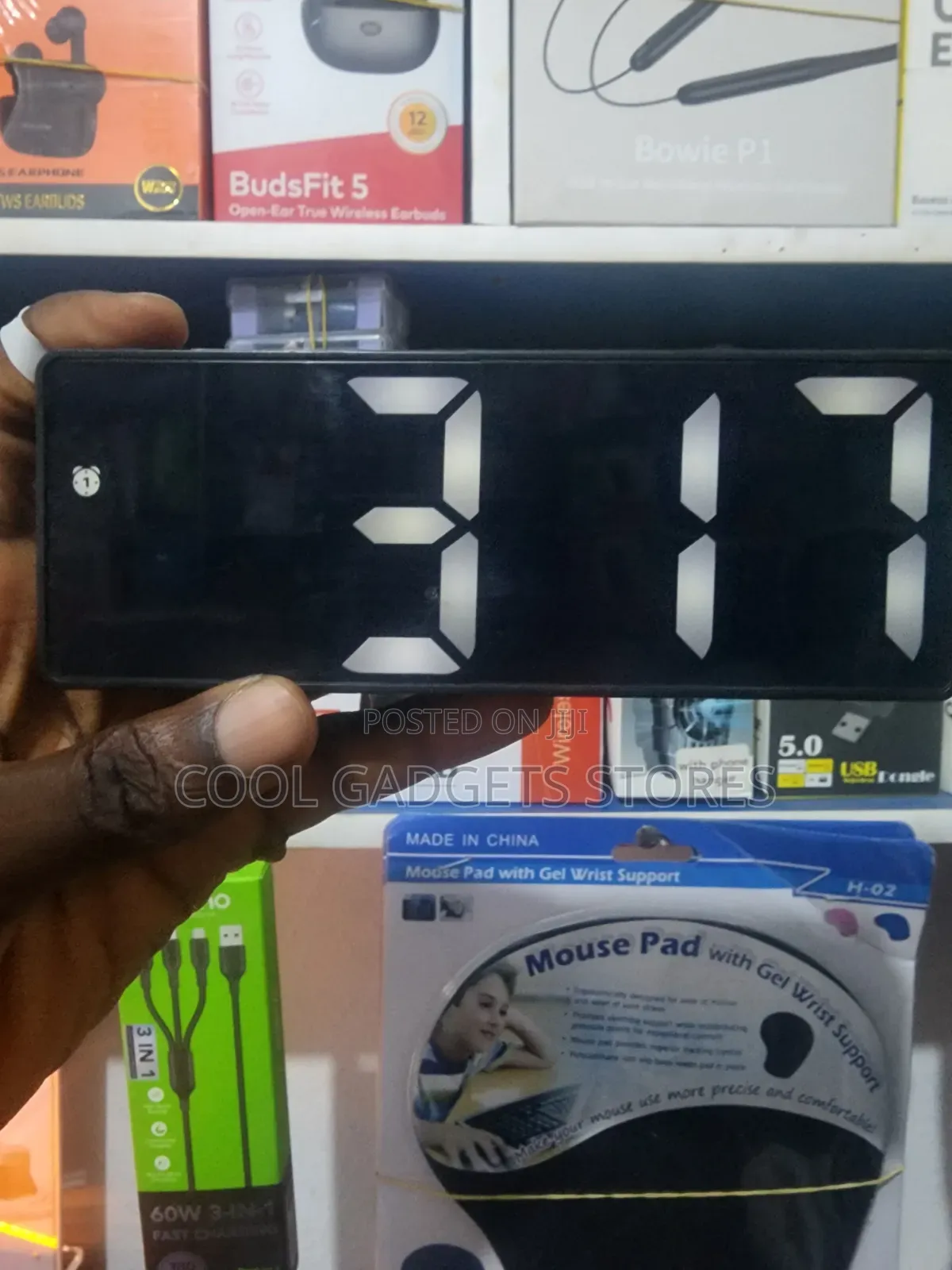 Led Digital Alarm Clock With Large Display, Adjustable Brightness