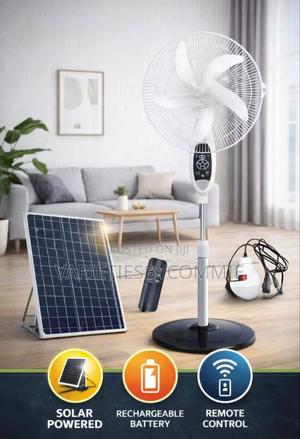 16 Inches Solar Rechargeable Standing Fan With Bulb and Remote