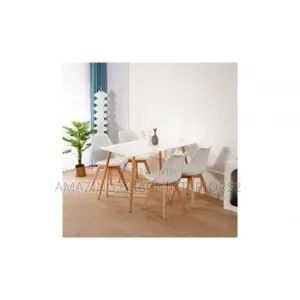 Rectangular Beechwood Dining Table With 4 Sitting Chairs