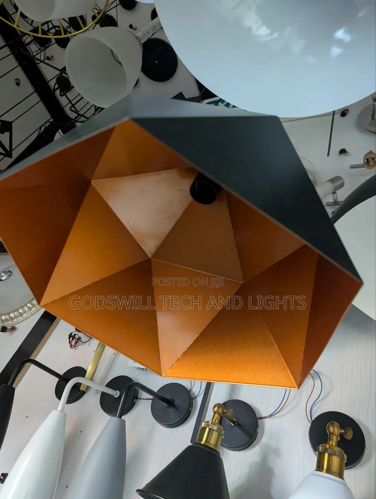 Geometric Black and Gold Pendant