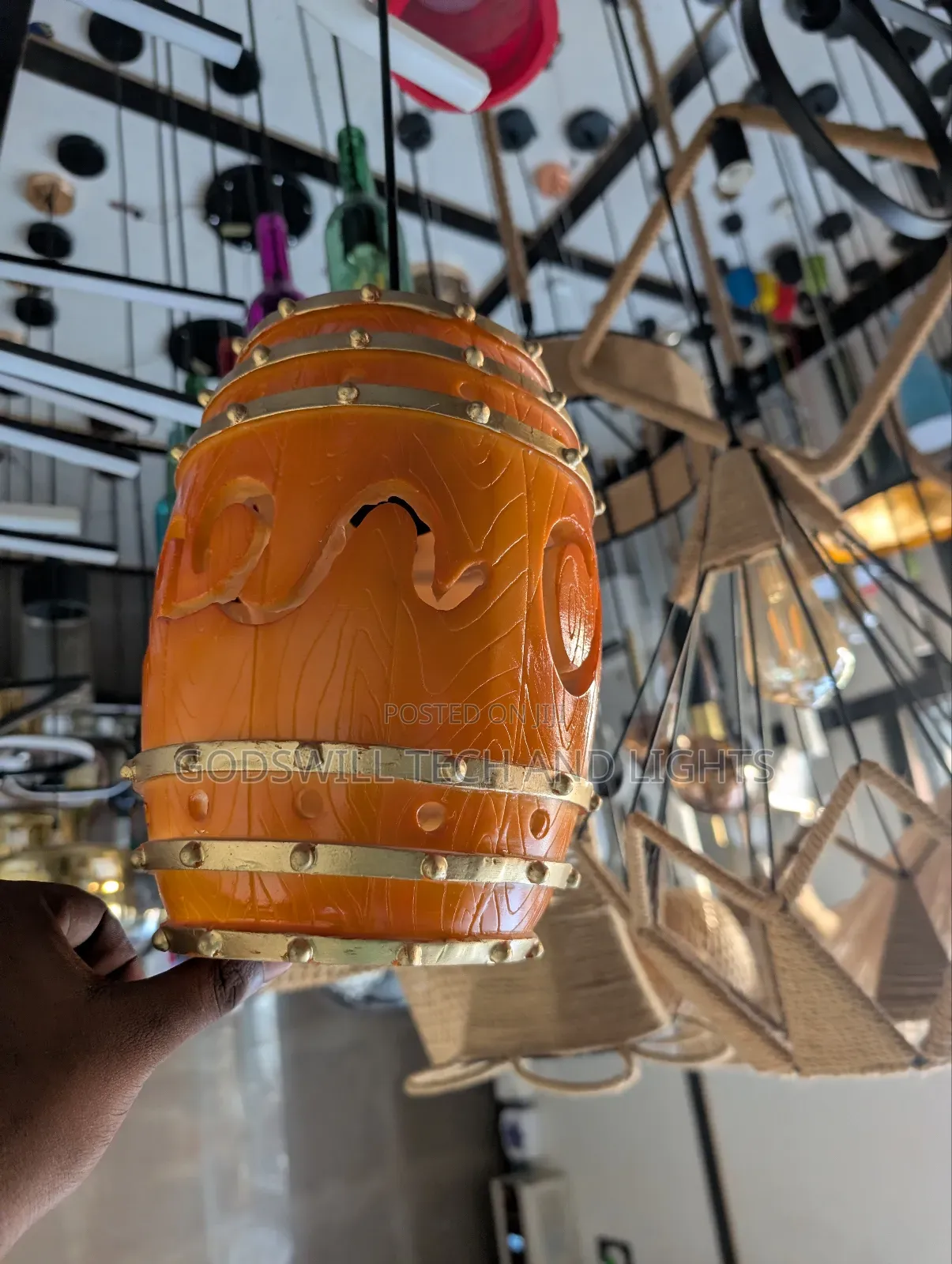 Orange and Gold Barrel-Shaped Light
