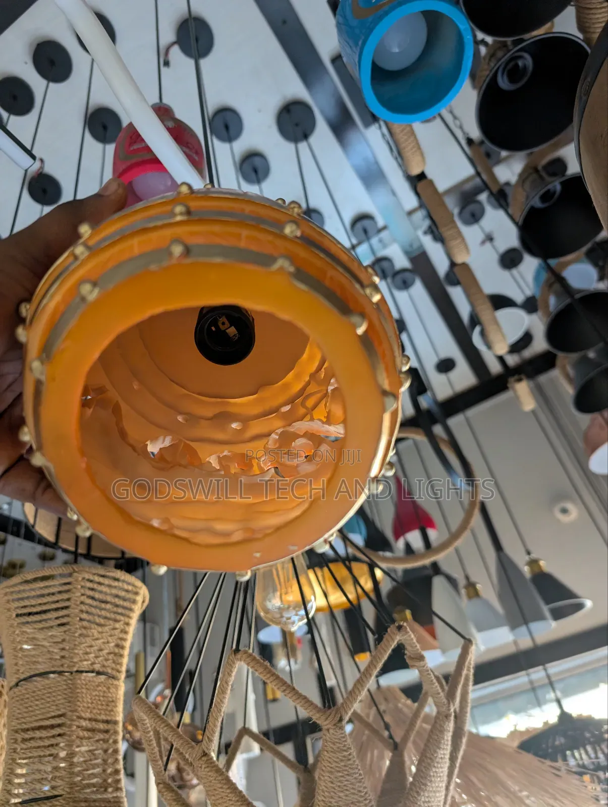 Orange and Gold Barrel-Shaped Light