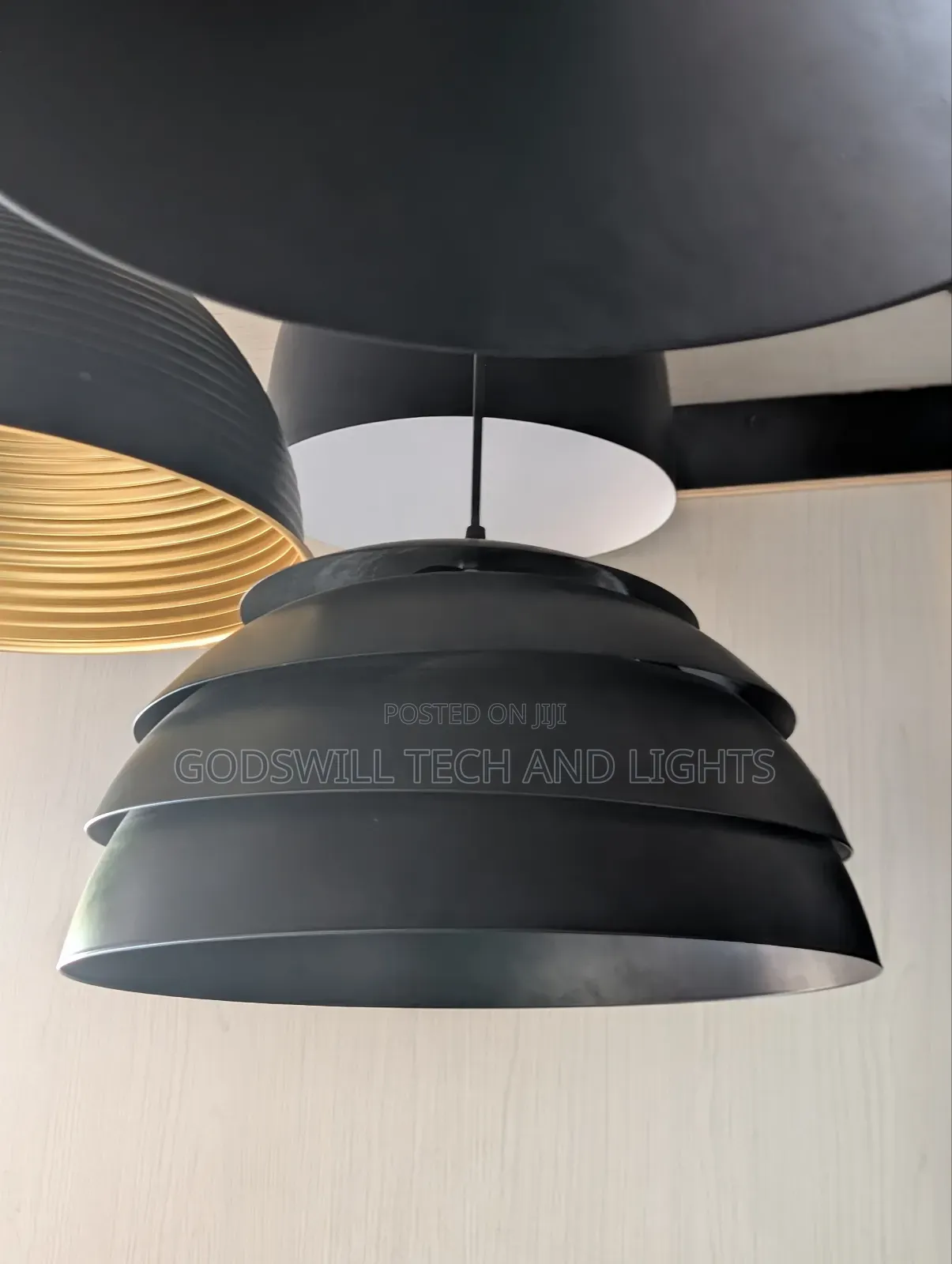Modern Nordic-Style Black Metal Multi-Layered Pendant