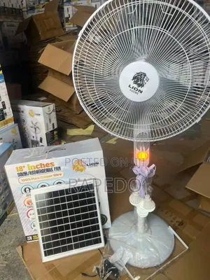 Lion Electric Solar Rechargeable Fan 18 Inches With 3 Bulbs Remote