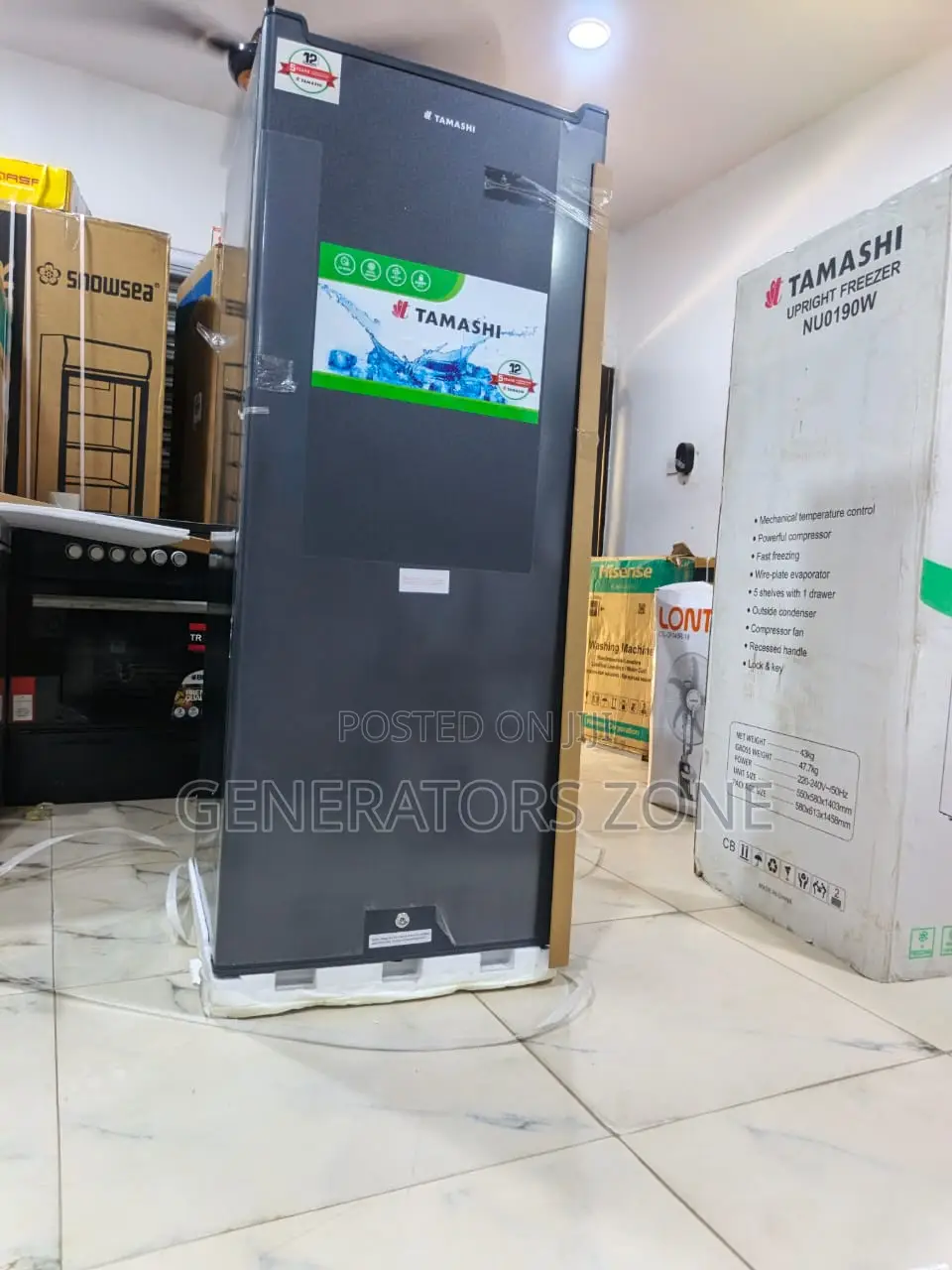Tamashi Upright Freezer 198l Space Saving Storage