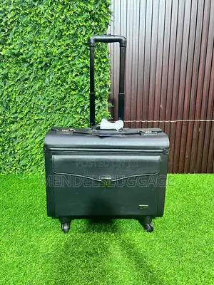 Title: Executive Leather Pilot Case With Wheels
