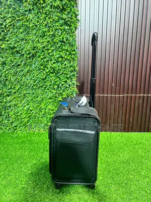 Title: Executive Leather Pilot Case With Wheels