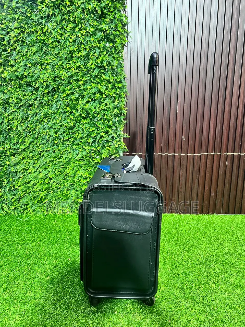 Title: Executive Leather Pilot Case With Wheels