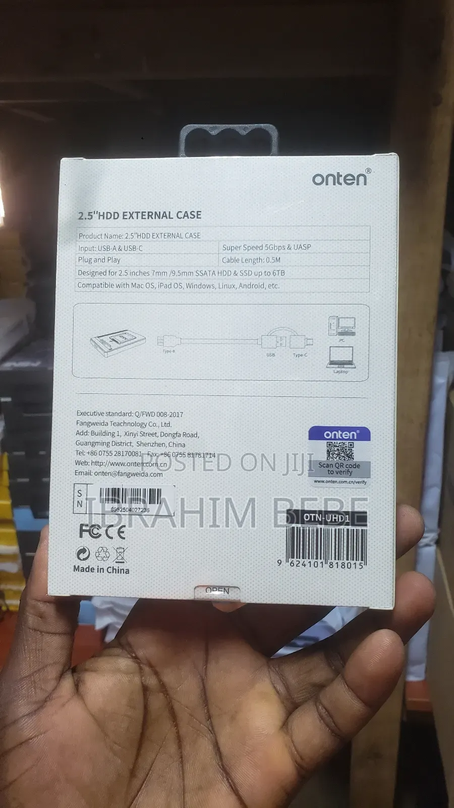 Onten Usb-a / Usb-c Plug And Play 2.5 Hdd External Case