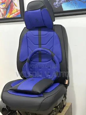 R Power High-Quality Leather Car Seat Cover - Blue and Black