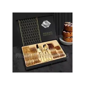 Set of 24pcs Gold Cutlery Spoon Fork and Knife