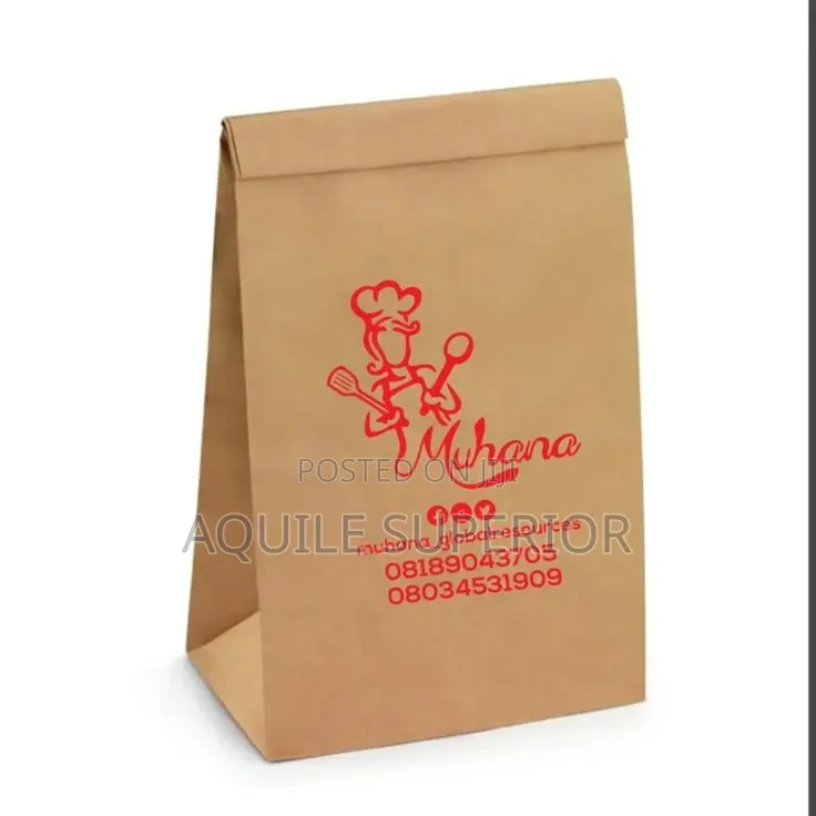 Brown A4 Medium Craft Paper Bag No Handle Printed Portrait