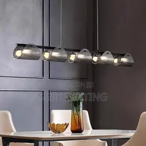 Black Italian Pendant Light, Round Glass Chandelier for Living Room