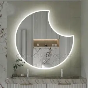 White Moon Shaped Led Mirror