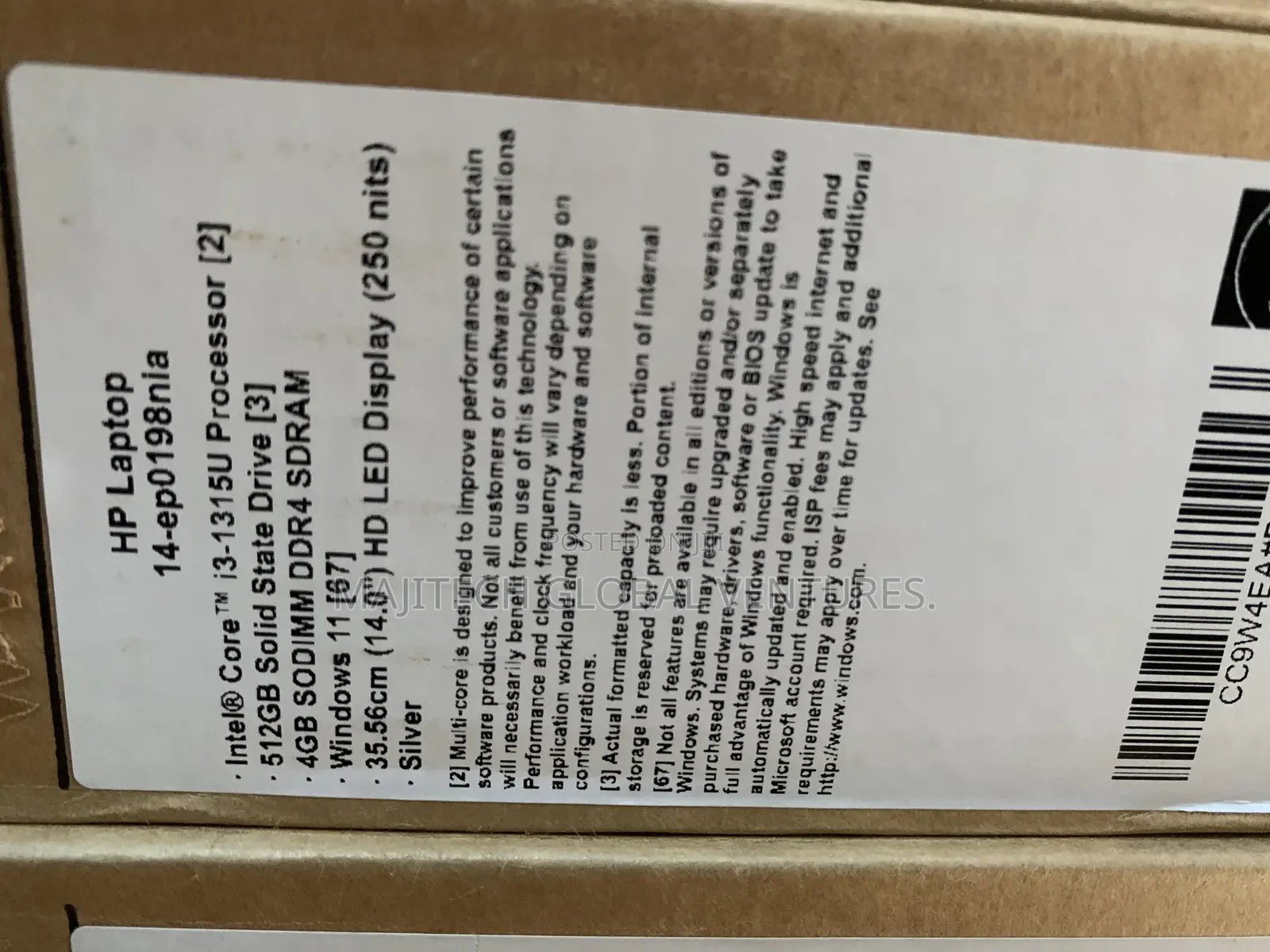 New Laptop HP 4GB Intel Core i3 SSD 512GB