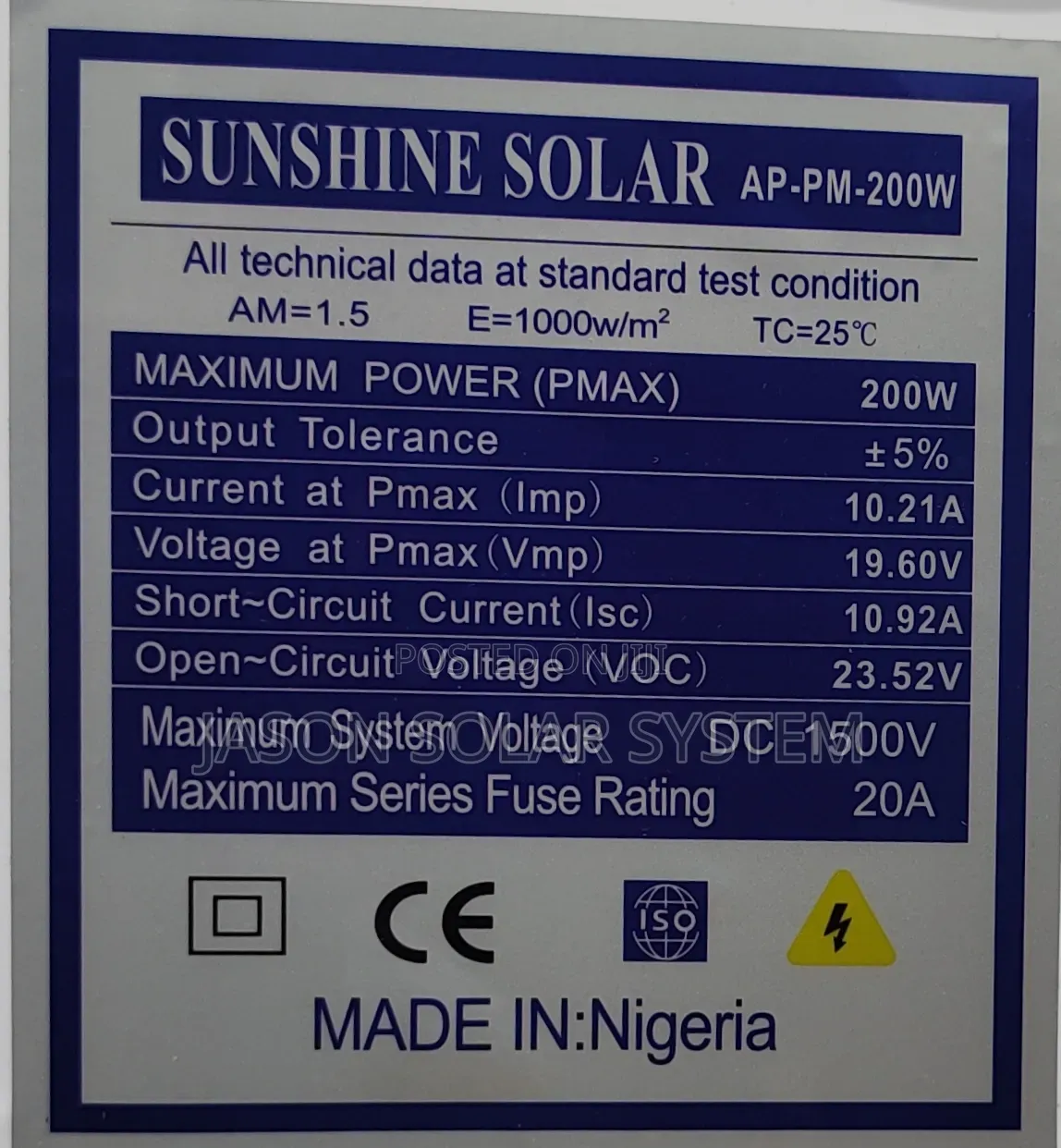 Brand New 200 Watts Solar Panel