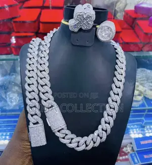 Cuban Moissanite Necklace With Bracelet