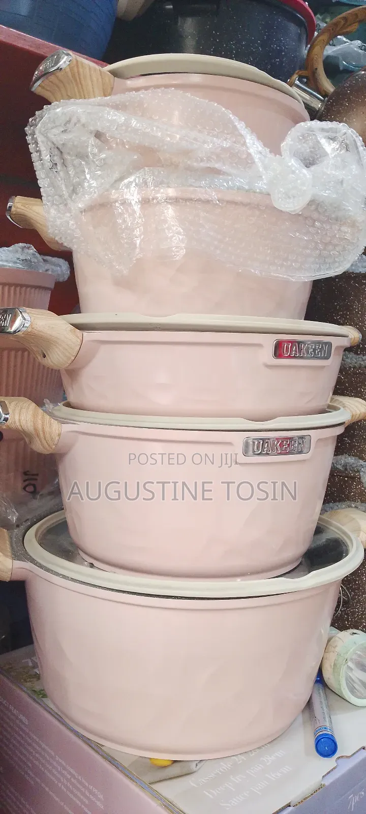 Peach Color Granite Pot With Handle