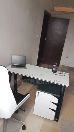 White Black Modern Executive Office Desk and Chair