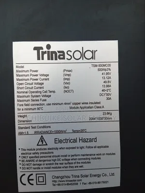 Trina Solar Panel 500w All Black