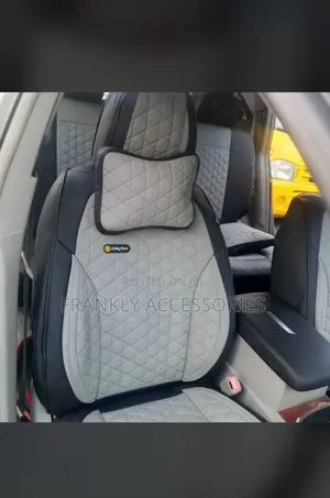 Smiling Face Original Leather Seat Cover Ash and Black and Ash Face
