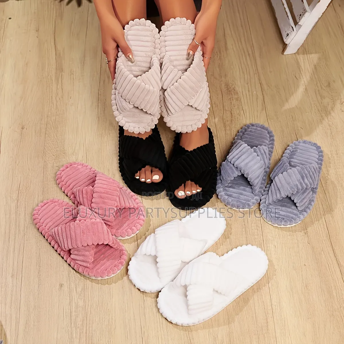 Stripes Cross Bridal Slides/ Slippers