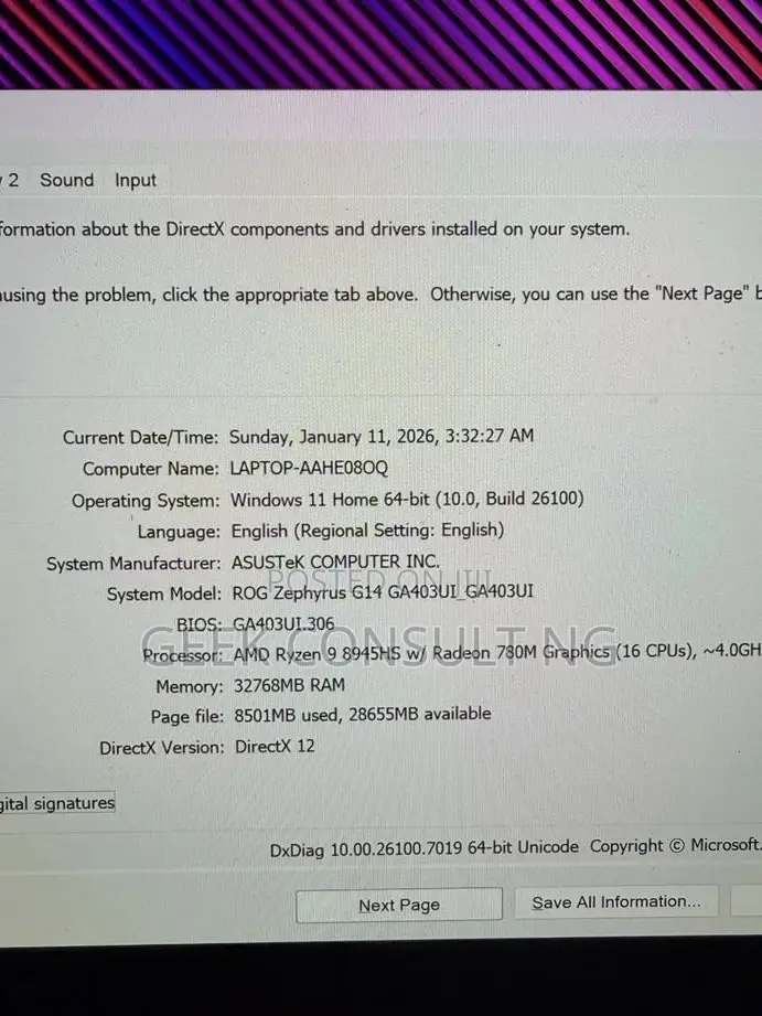 Laptop Asus ROG Zephyrus G14 32GB AMD Ryzen 9 SSD 1T