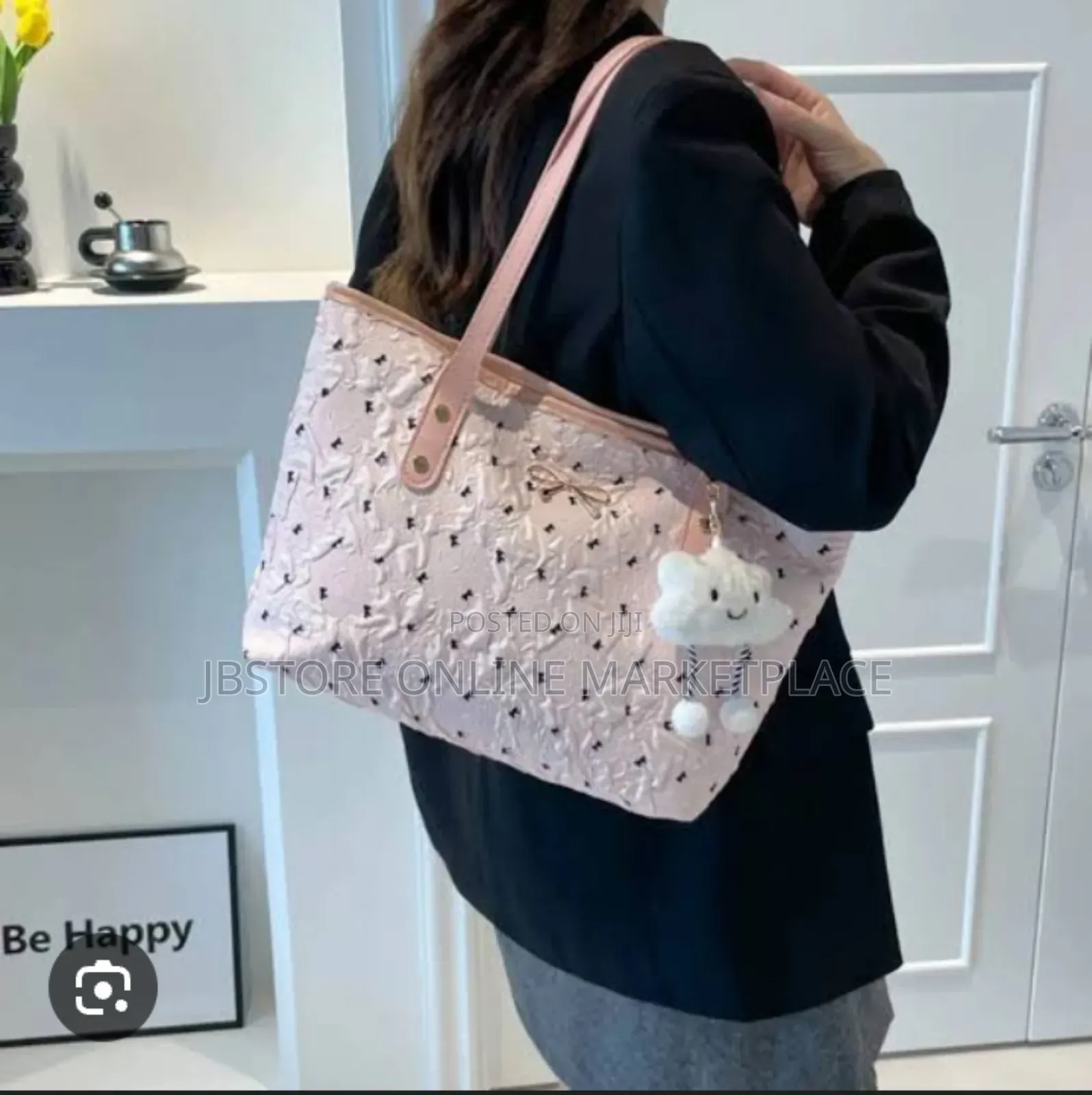 Diamond Lattice Canvas Tote Handbag