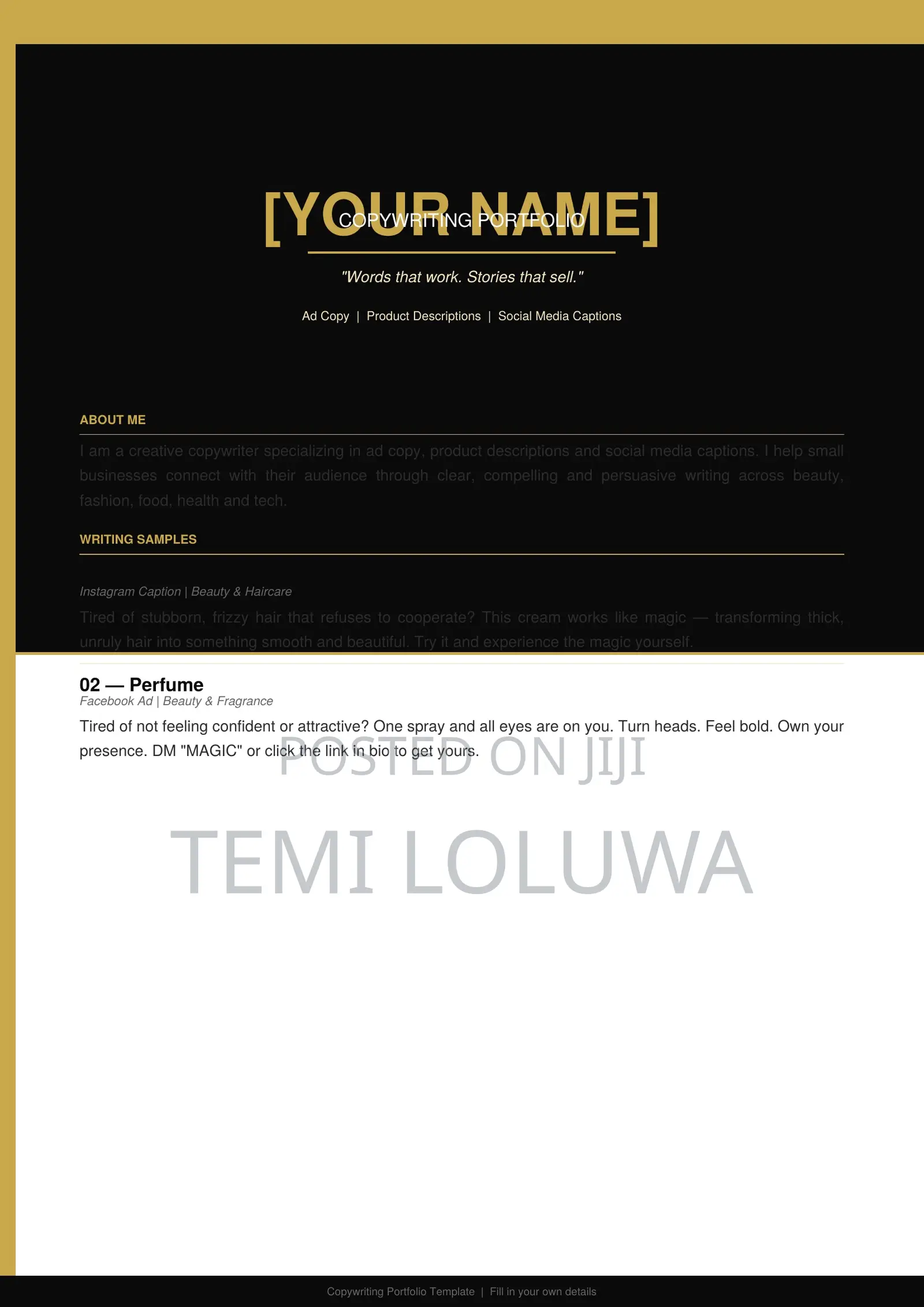 Professional Copywriting Portfolio Template -