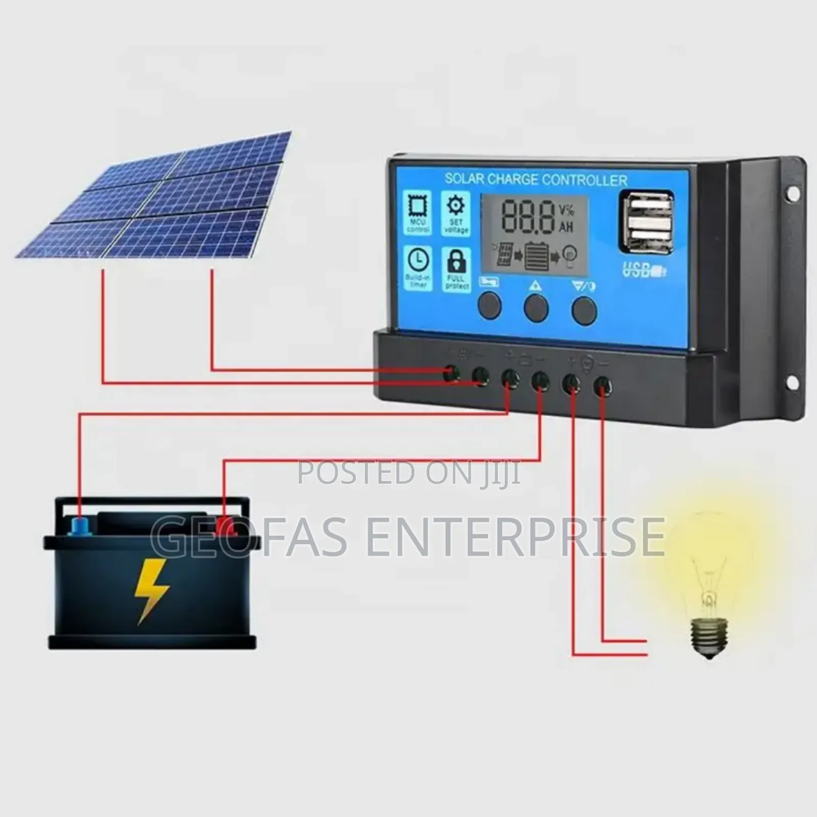 30a12v/24v PWM Dual Usb Battery Solar Panel Controller Chargeregulator
