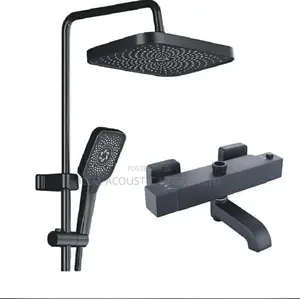 Matte Black Thermostatic Shower System With Bathtub Spout