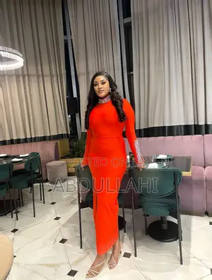 Red Thick Bandage Dress With Crystal Embellishment