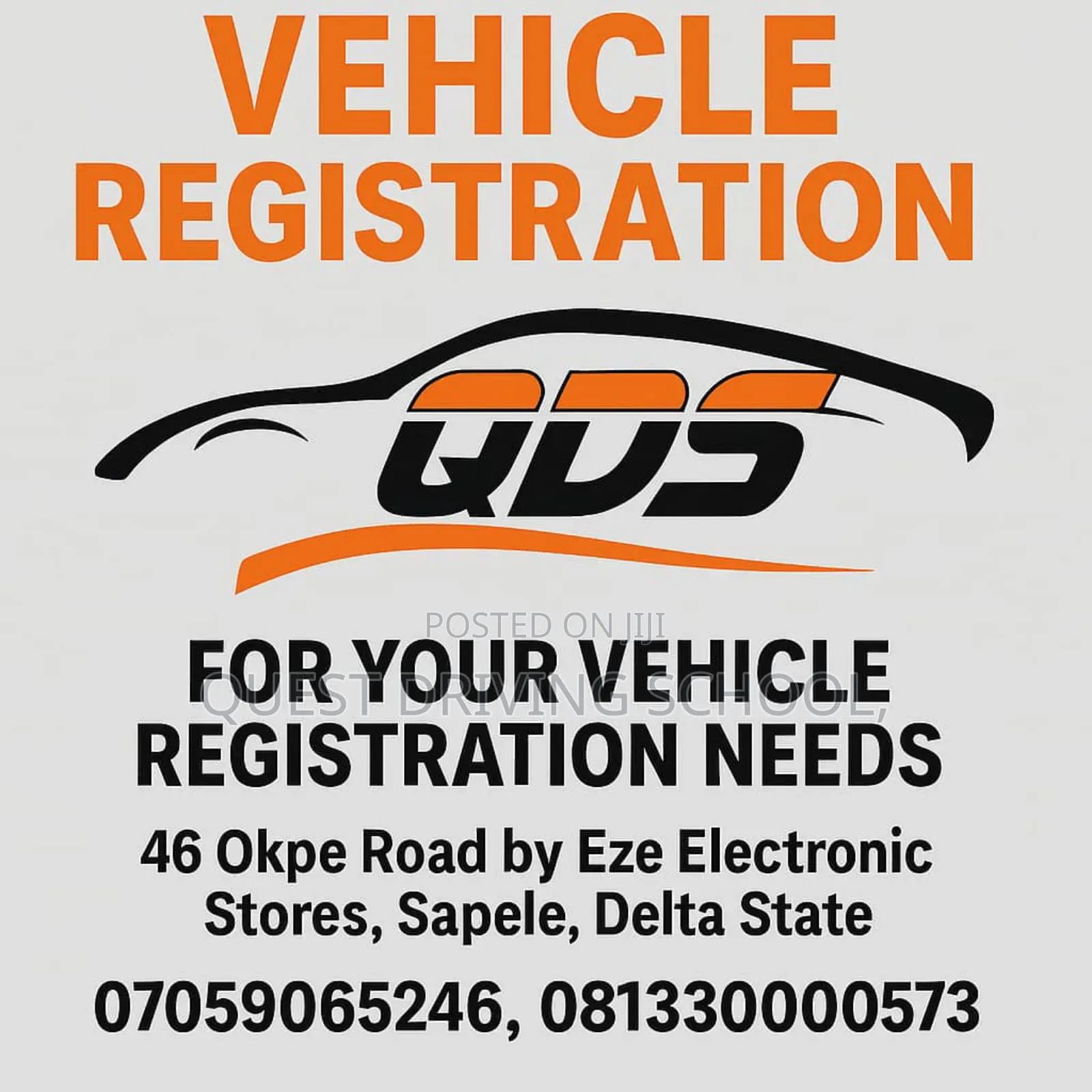 Driving School Training, Processing of Driver License, Vehicle Papers