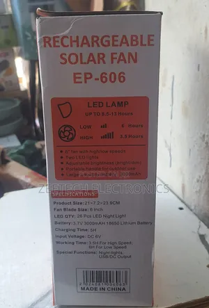 Easy Power 6" Rechargeable Solar Fan