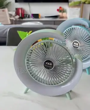 Rechargeable Table Fan With Colourful Light