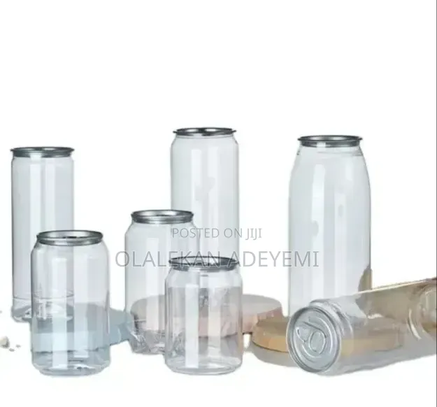 Transparent Can Bottle With Lid Cover.