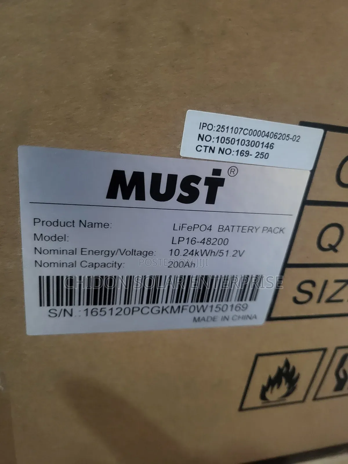 10kwh 51.2v Must Lithium Ion Battery
