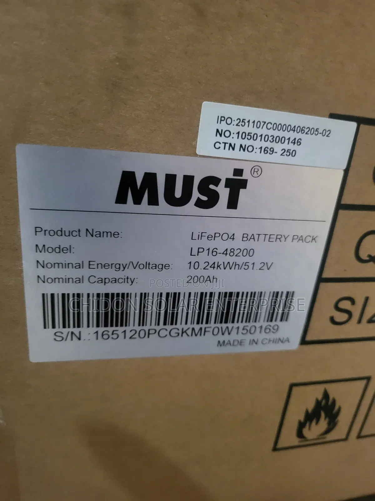 10kwh 51.2v Must Lithium Ion Battery