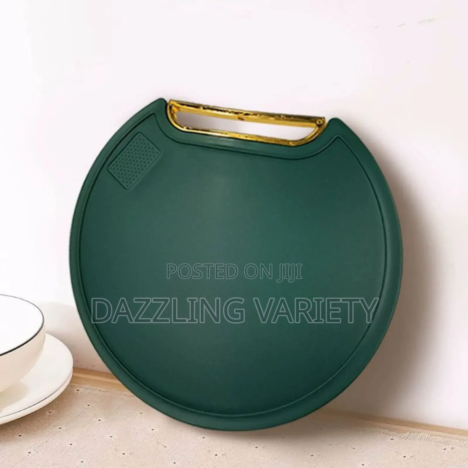 Big Size Green and Gold Chopping/Cutting Board - Round Shape
