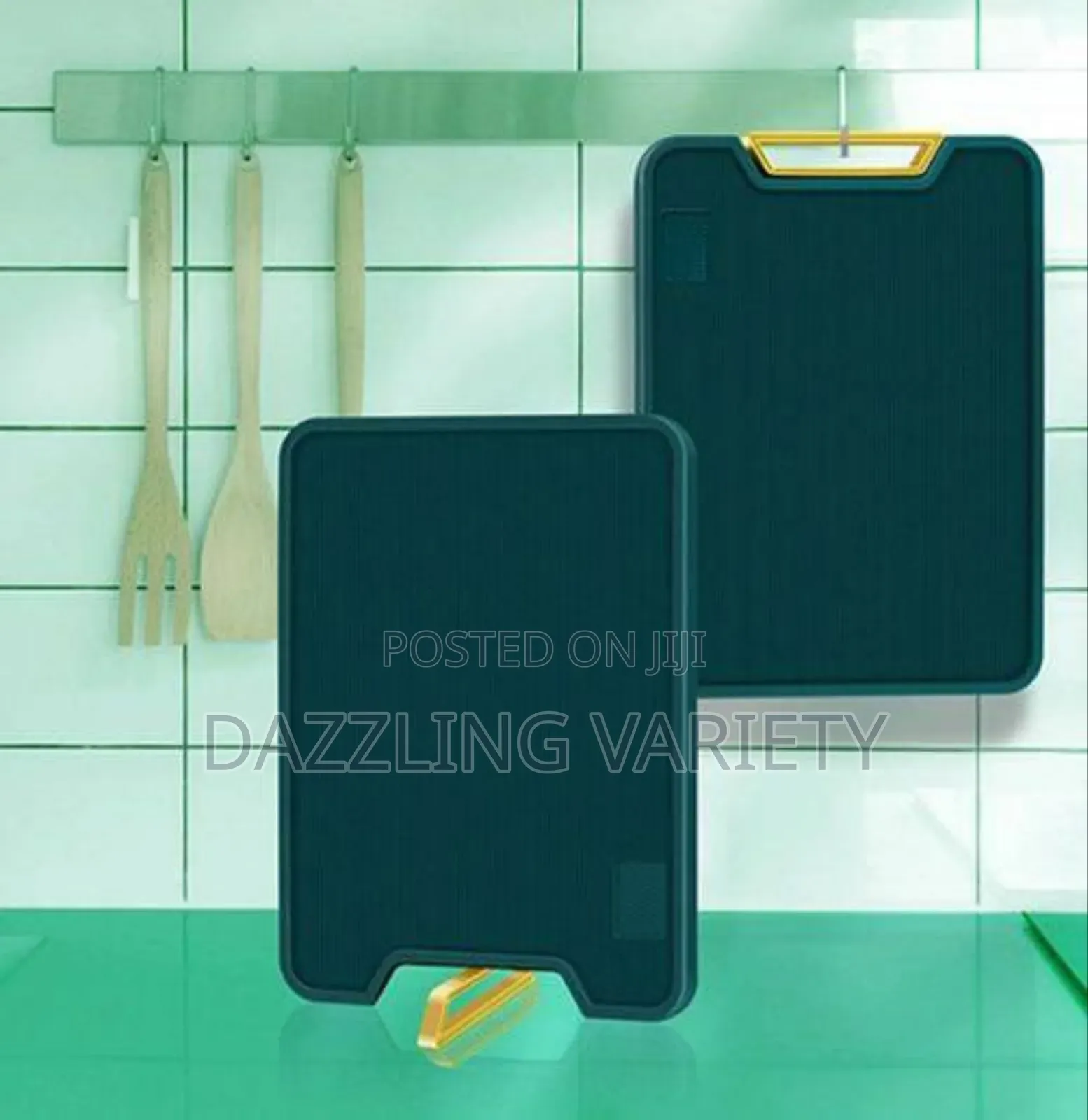 Double-Sided Green and Gold Chopping Board - Rectangular Shape