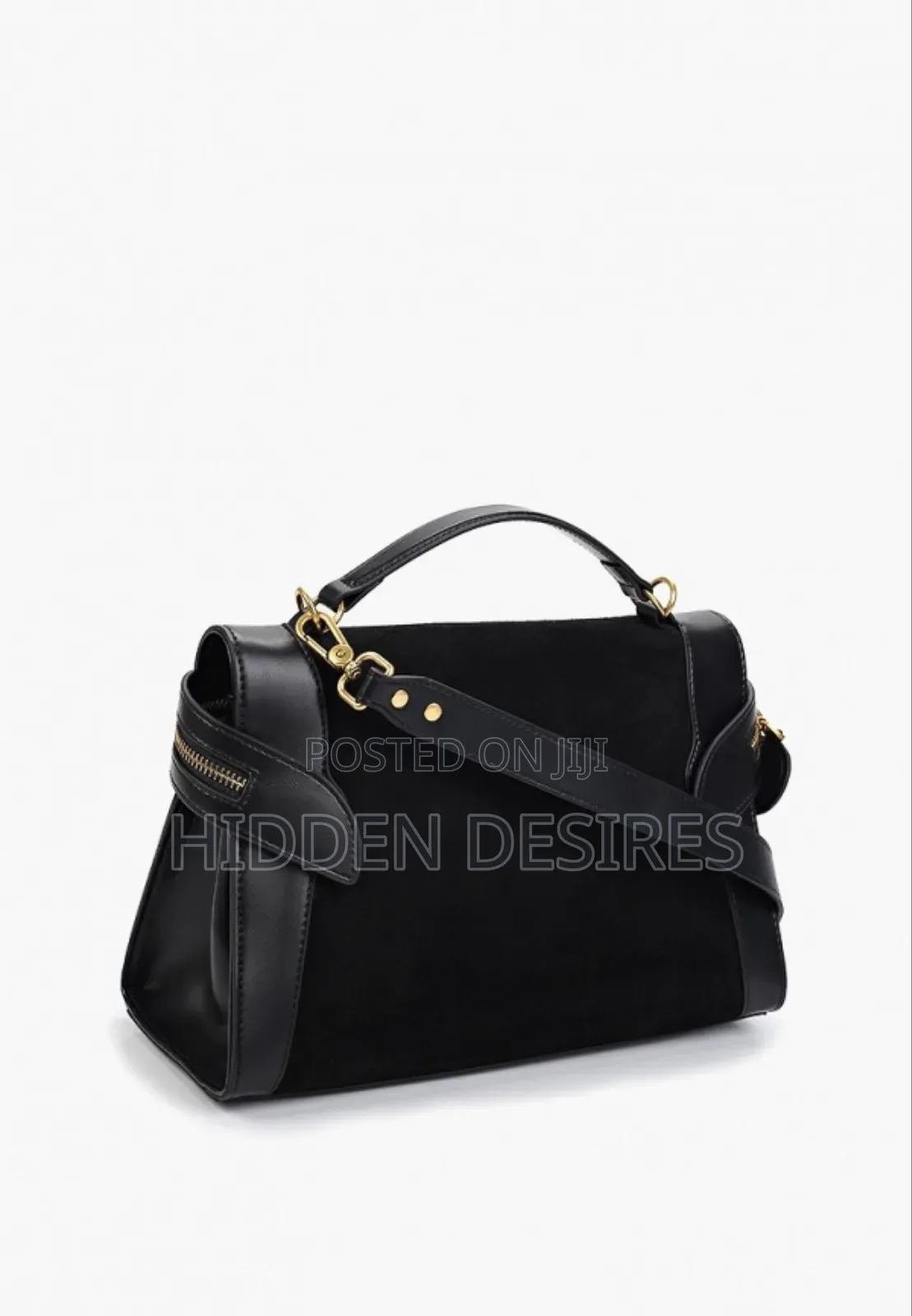 Black Suede Satchel Handbag
