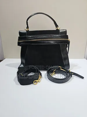 Black Suede Satchel Handbag
