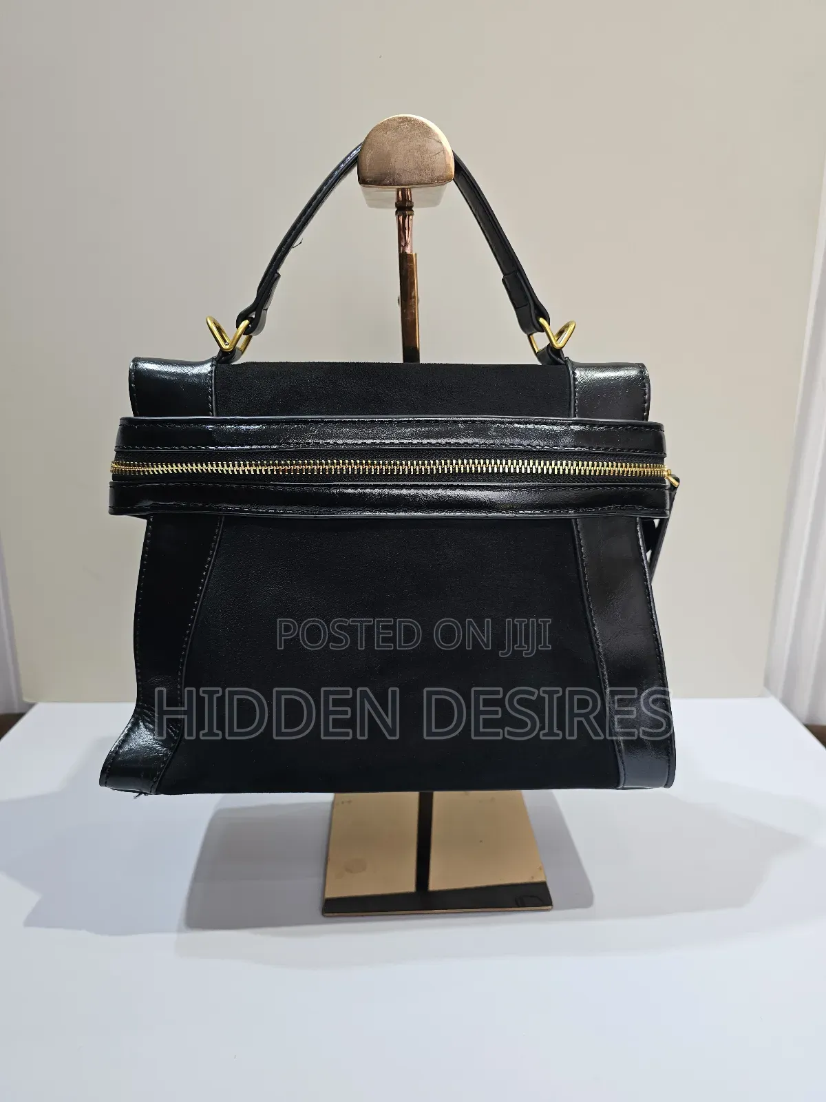 Black Suede Satchel Handbag
