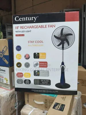 Century 18" Rechargeable Fan With Led Light