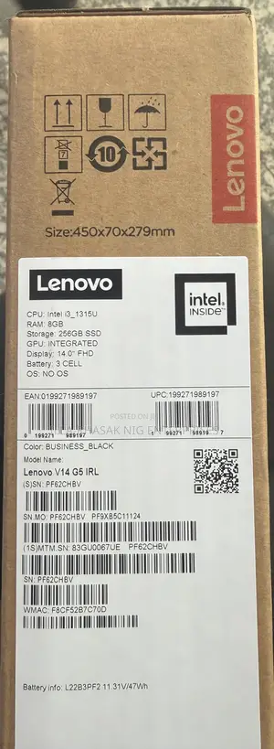 New Laptop Lenovo V14 G4 IRU 8GB Intel Core i3 SSD 256GB