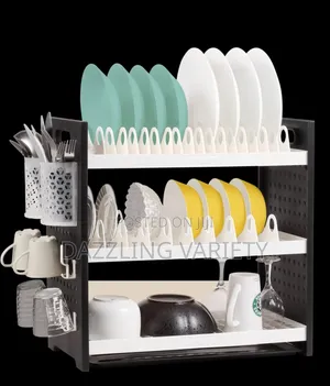 Qasa New Rustless 3 Tier Plastic Dish Drainer Plate Rack