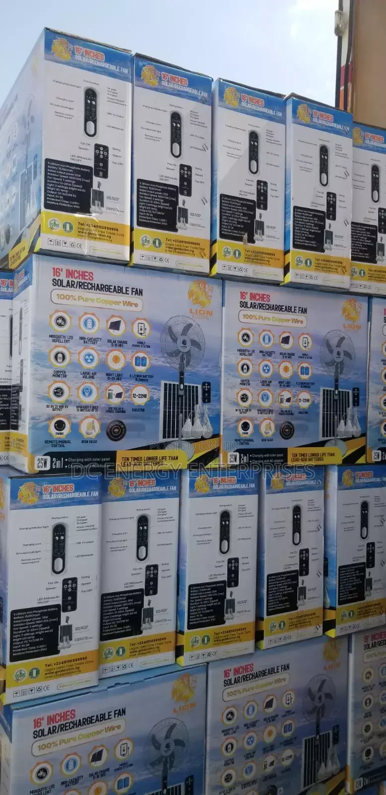 16inch Solar Rechargeable Fan