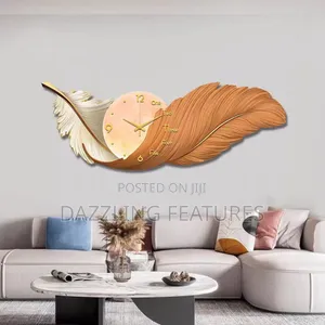 Luxury 3d Feather Wall Clock (30x80cm) | Creative Modern Art Decor